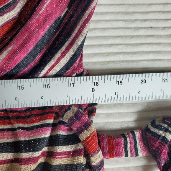 Lane Bryant Midi Dress Womens 18/20 2x Colorful Stripes Sparkle Tie Waist Party - Picture 14 of 14